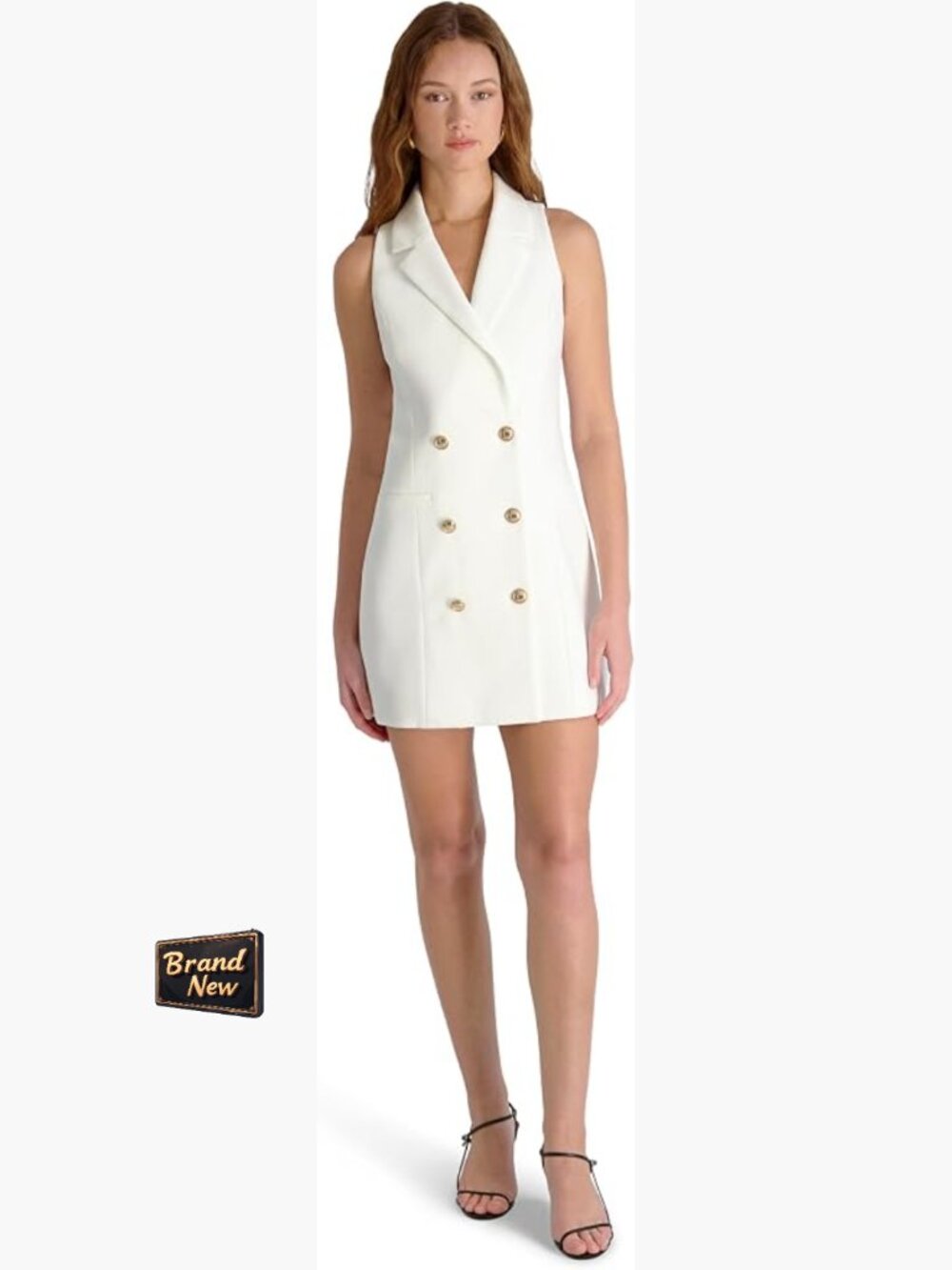Double Breasted Halter Mini Dress Sleeveless Sheath Party Work